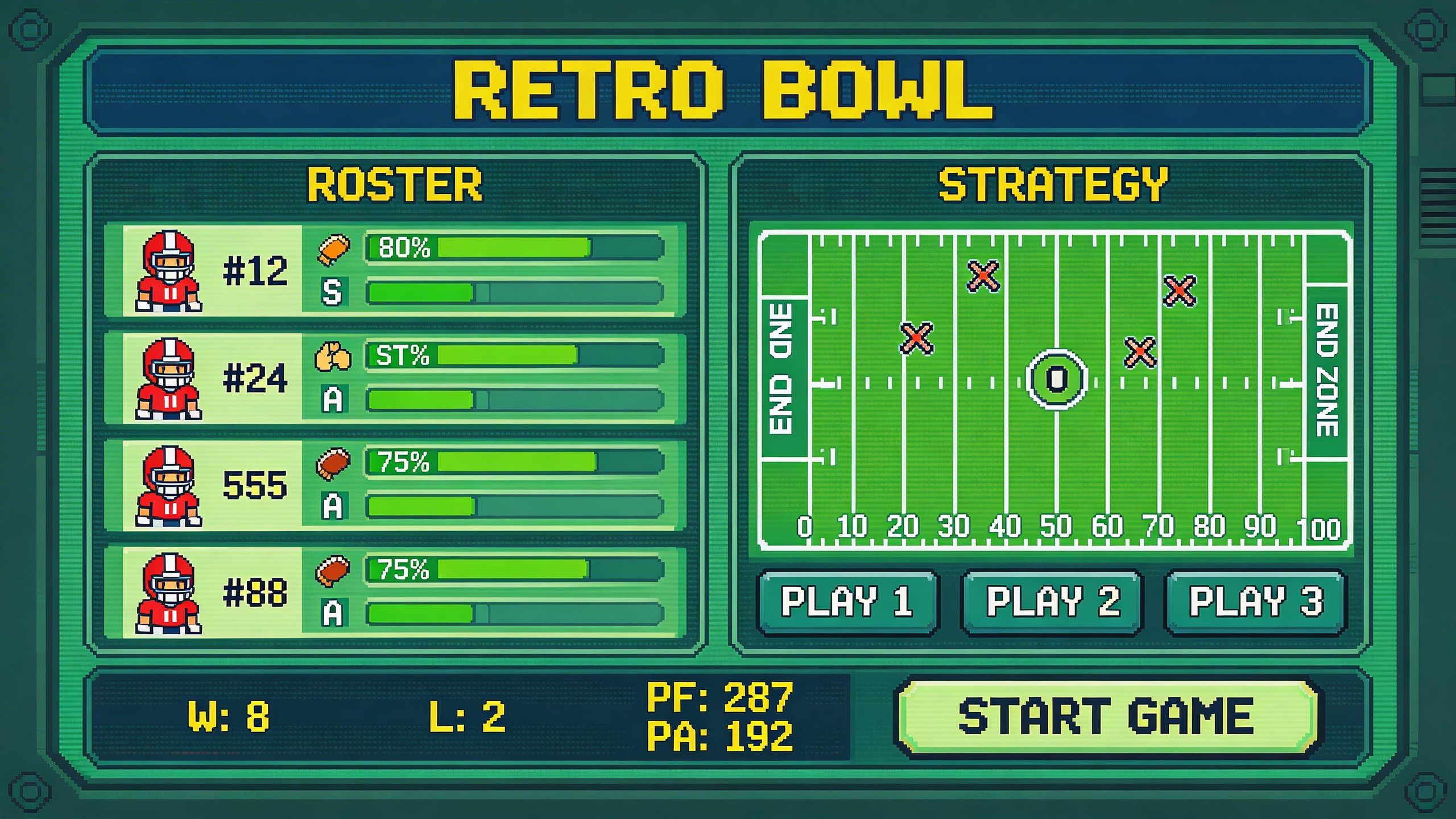 Retro Bowl team management
